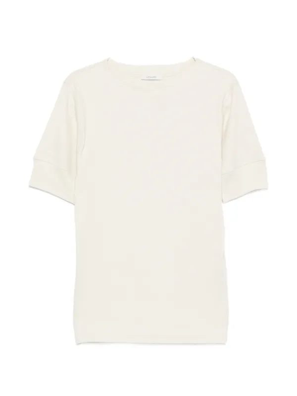 Lemaire Ribbed-knit Short-sleeved T-shirt in Neutrals