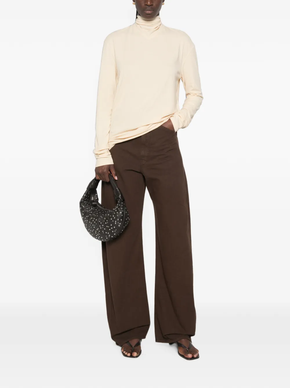 LEMAIRE Wide-leg Jeans in Brown, view 2
