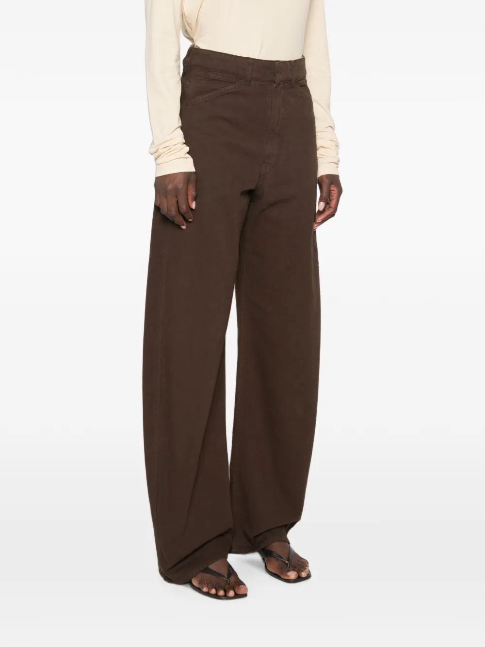 LEMAIRE Wide-leg Jeans in Brown, view 3
