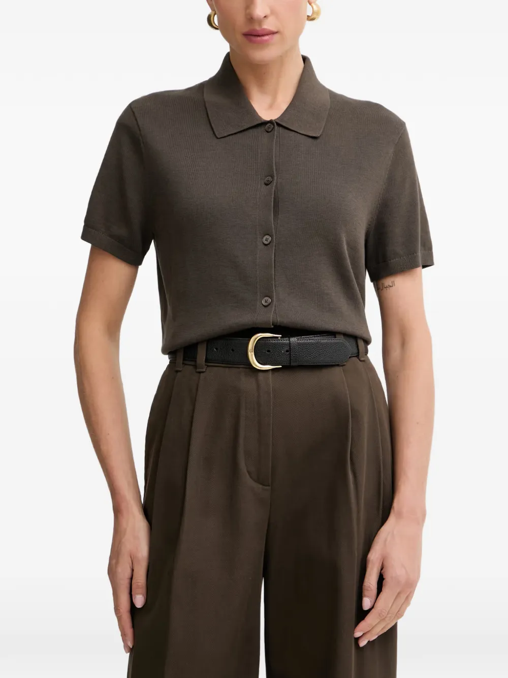 Marc O'Polo short-sleeve button-up cardigan - Marrone