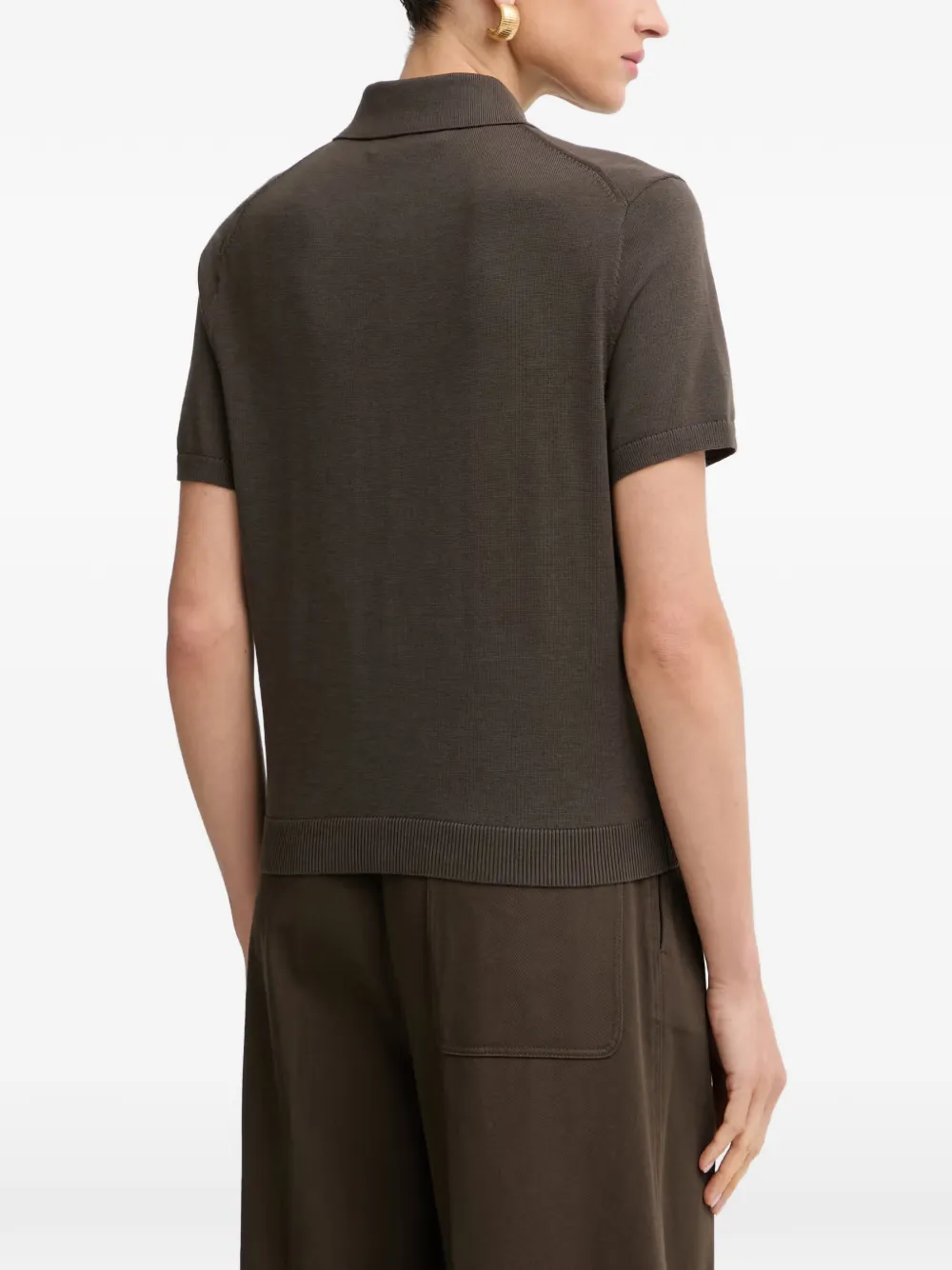 Marc O'Polo Button-up vest met korte mouwen Bruin