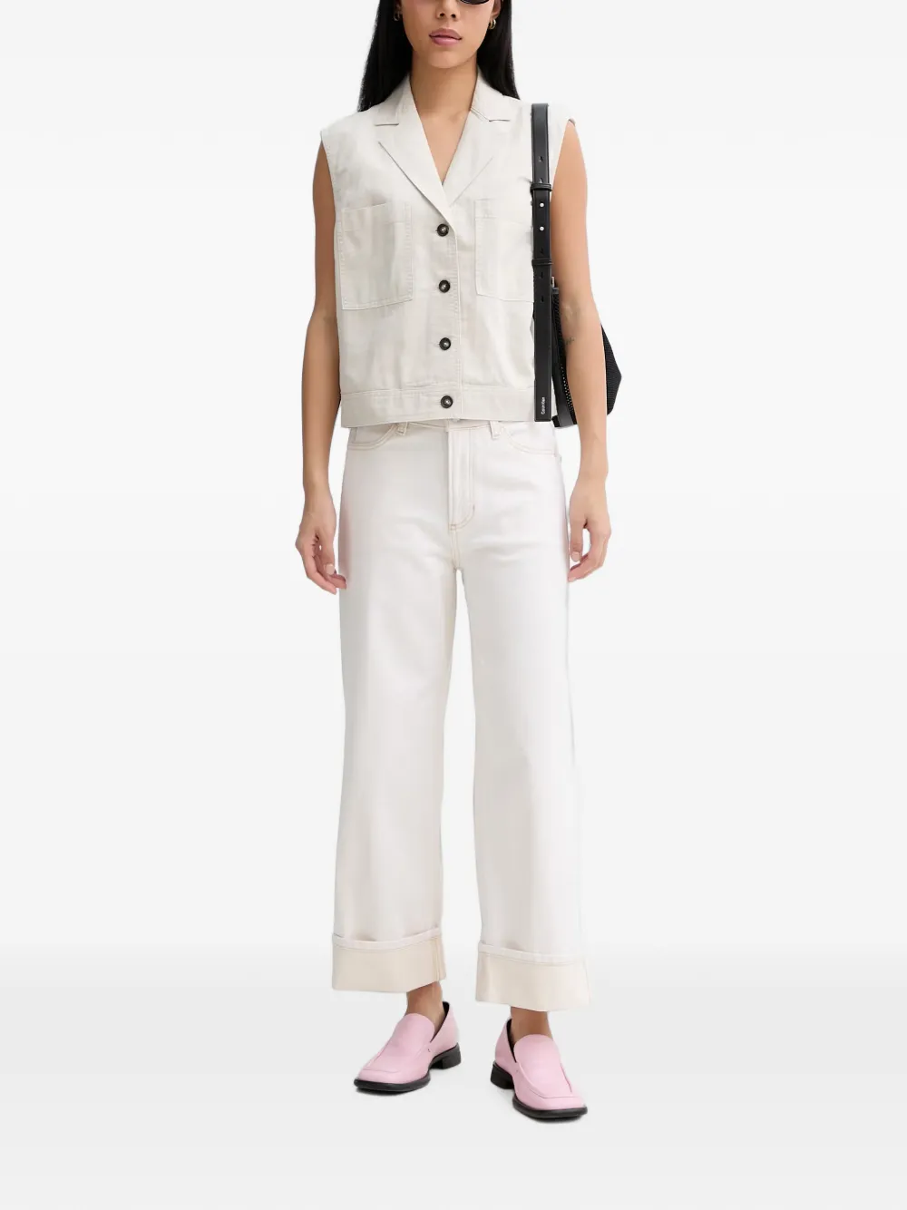 Marc O'Polo turn-up cuff wide-leg jeans Wit