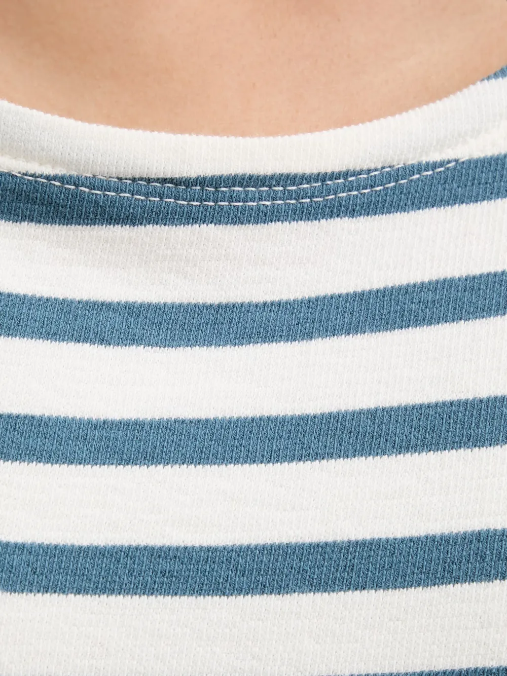 Marc O'Polo Jurk met horizontale streep en cropped mouwen Wit