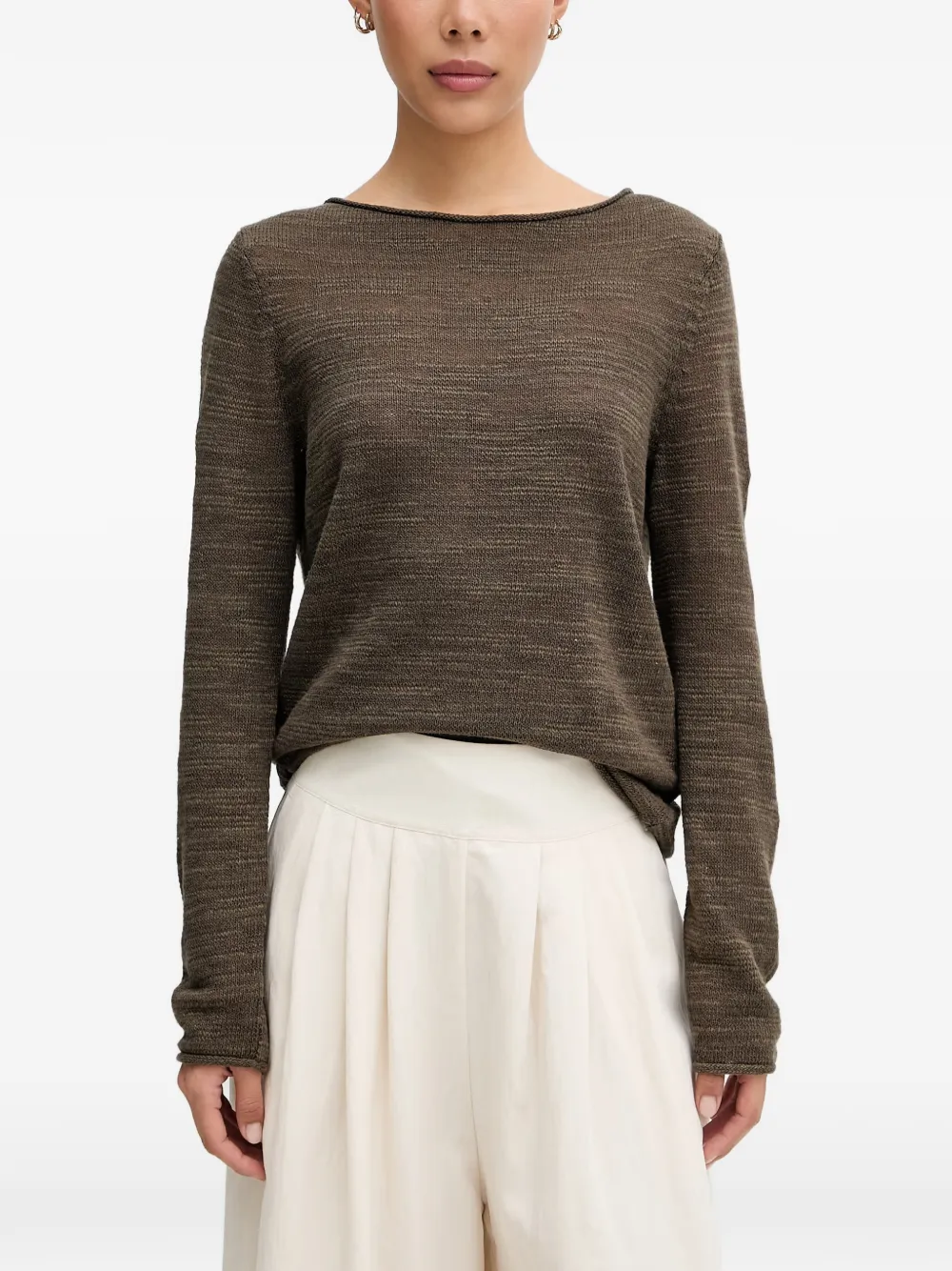 Marc O'Polo boat-neck slub-knit sweater - Grün