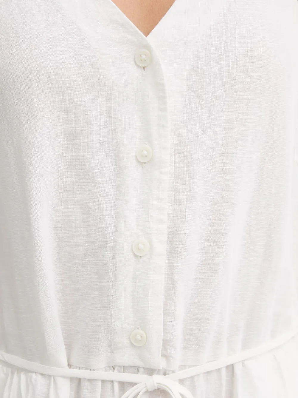 Marc O'Polo button-up drawstring flared midi dress Wit