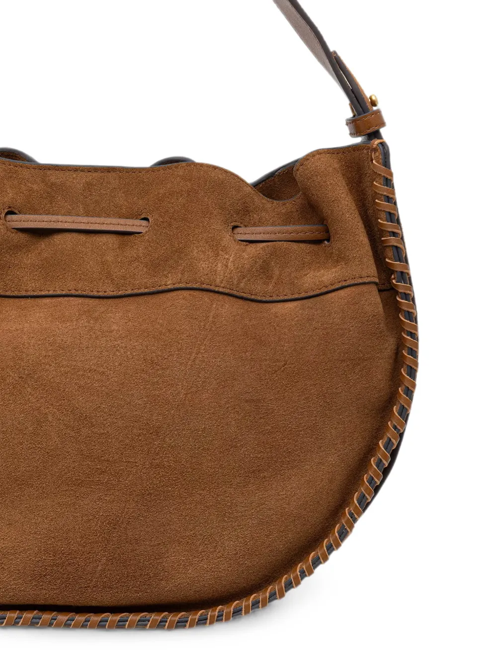 Marc O'Polo Suède shopper met stiksel afwerking Bruin