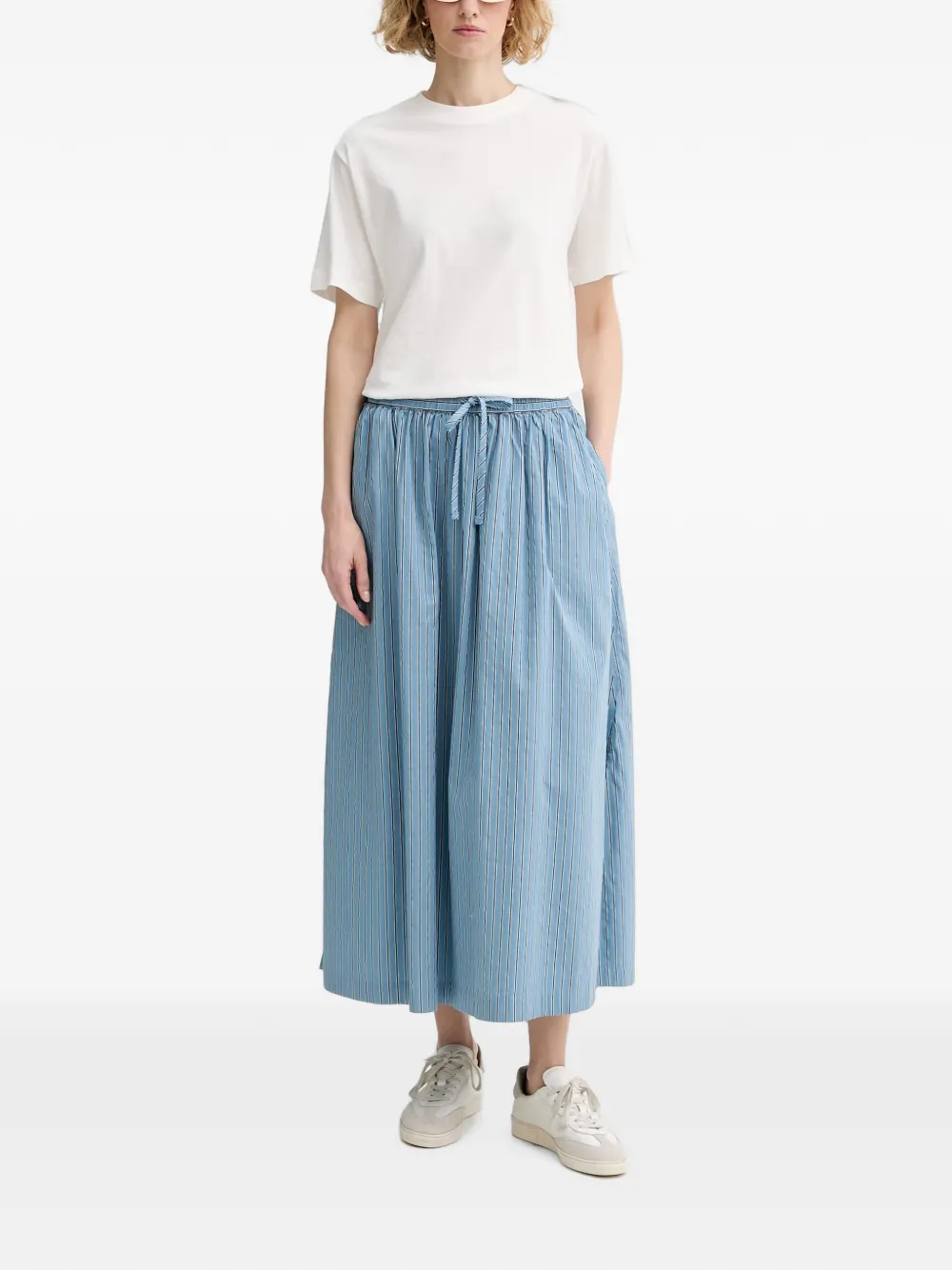 Marc O'Polo Rok met trekkoord en verticale streep Blauw