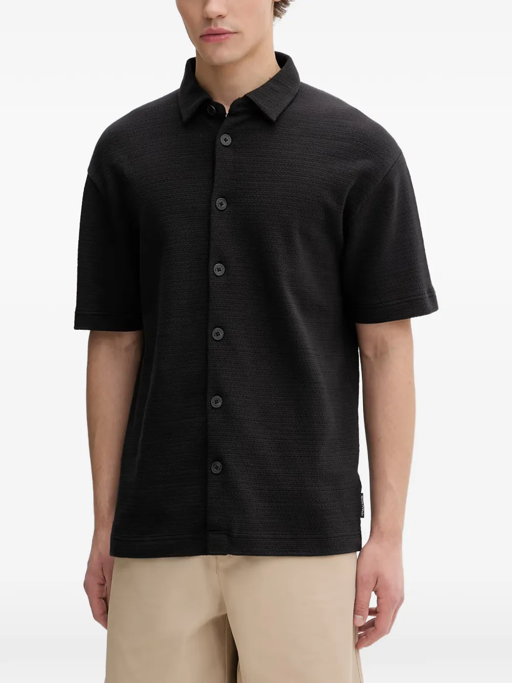 Marc O'Polo textured short-sleeve shirt - Nero