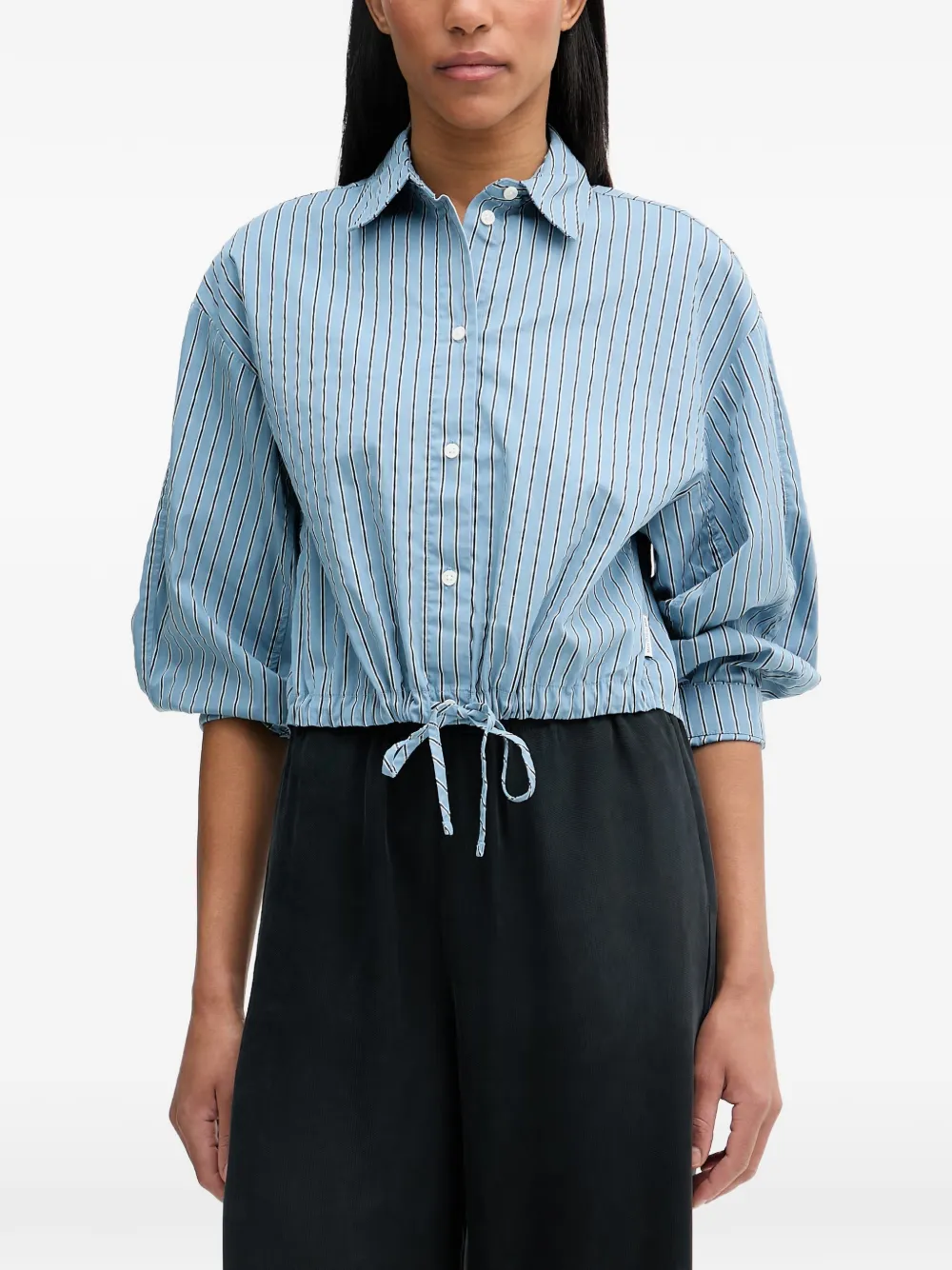 Marc O'Polo Gestreifter Cardigan mit Kordelzug - Blau