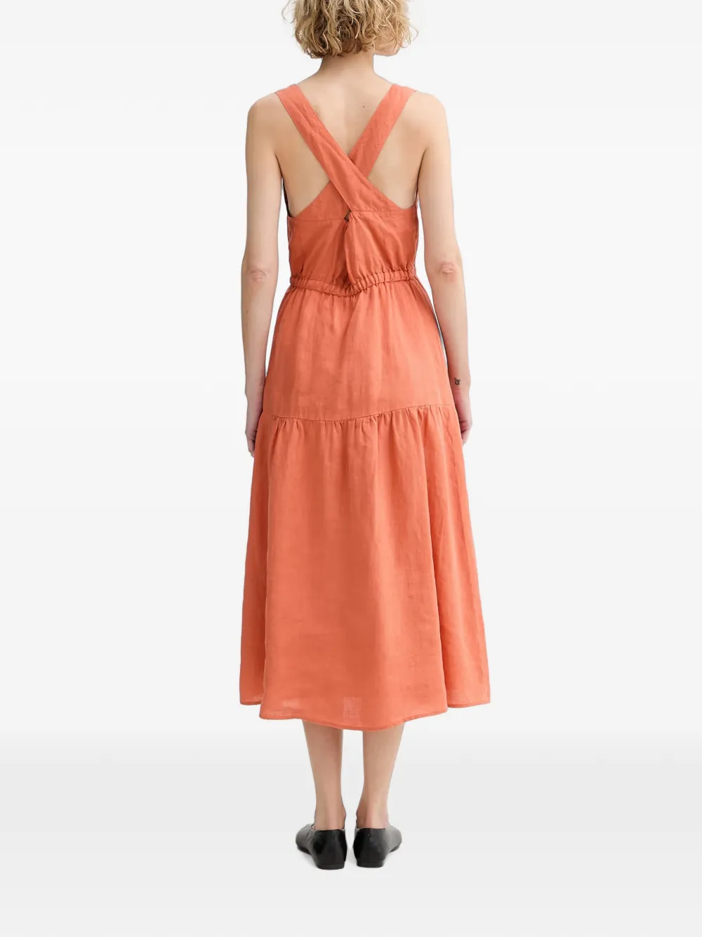 Marc O'Polo crossover-back tiered midi dress Oranje