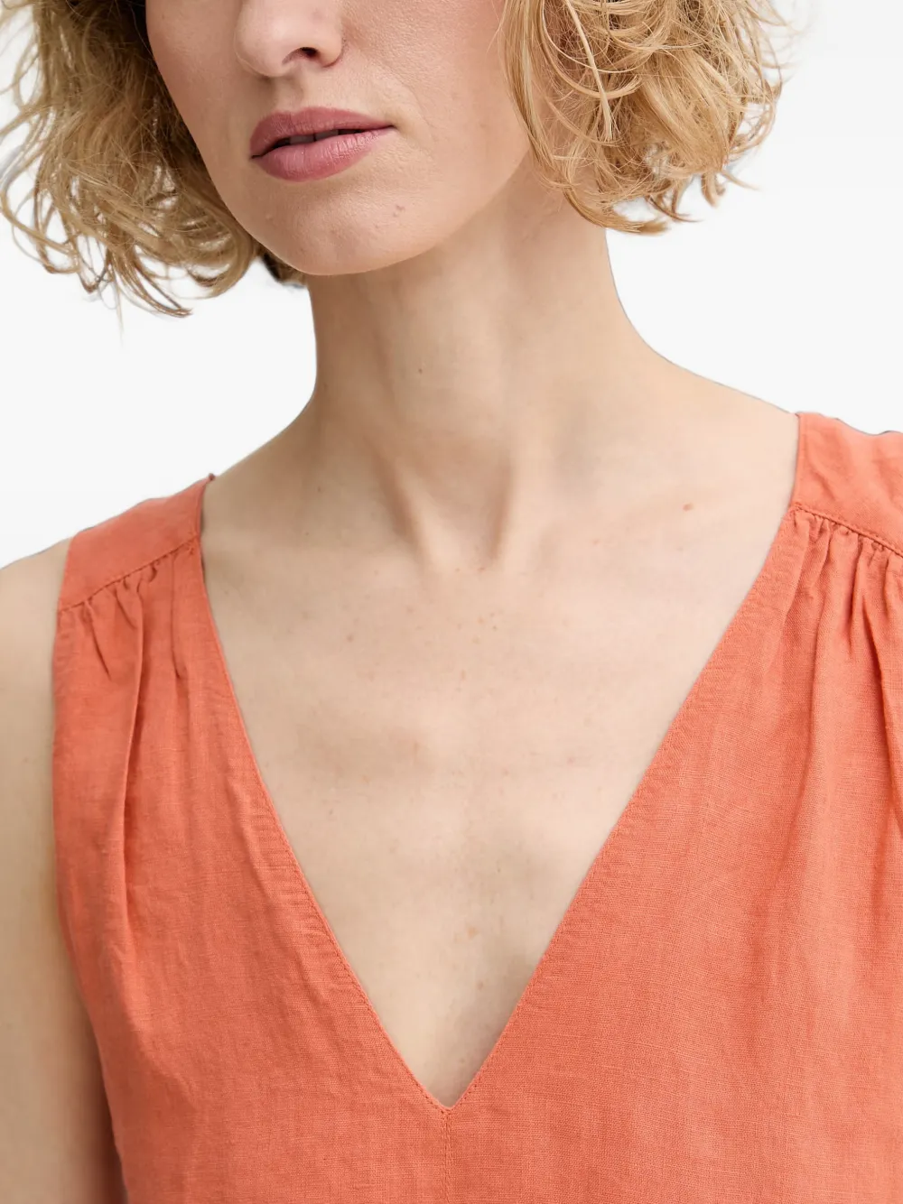 Marc O'Polo crossover-back tiered midi dress Oranje