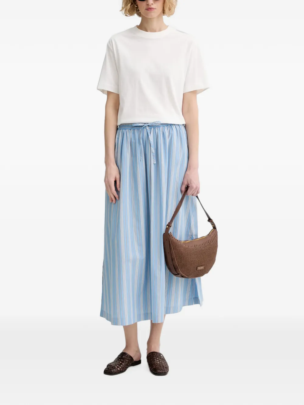 Marc O'Polo Gestreepte maxi-rok met trekkoord Blauw
