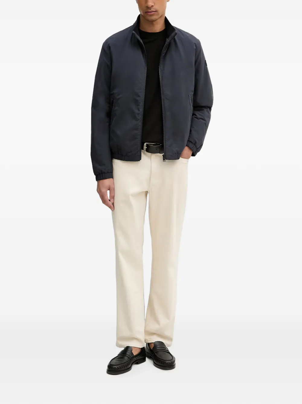 Marc O'Polo Jack met elastische afwerking en rits Blauw