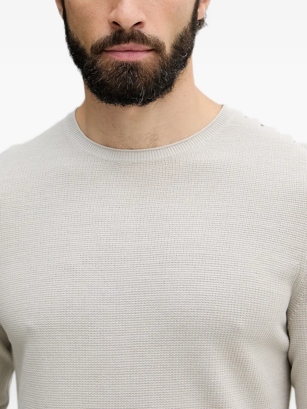 Marc O'Polo Wafelgebreide trui met lange mouwen Beige
