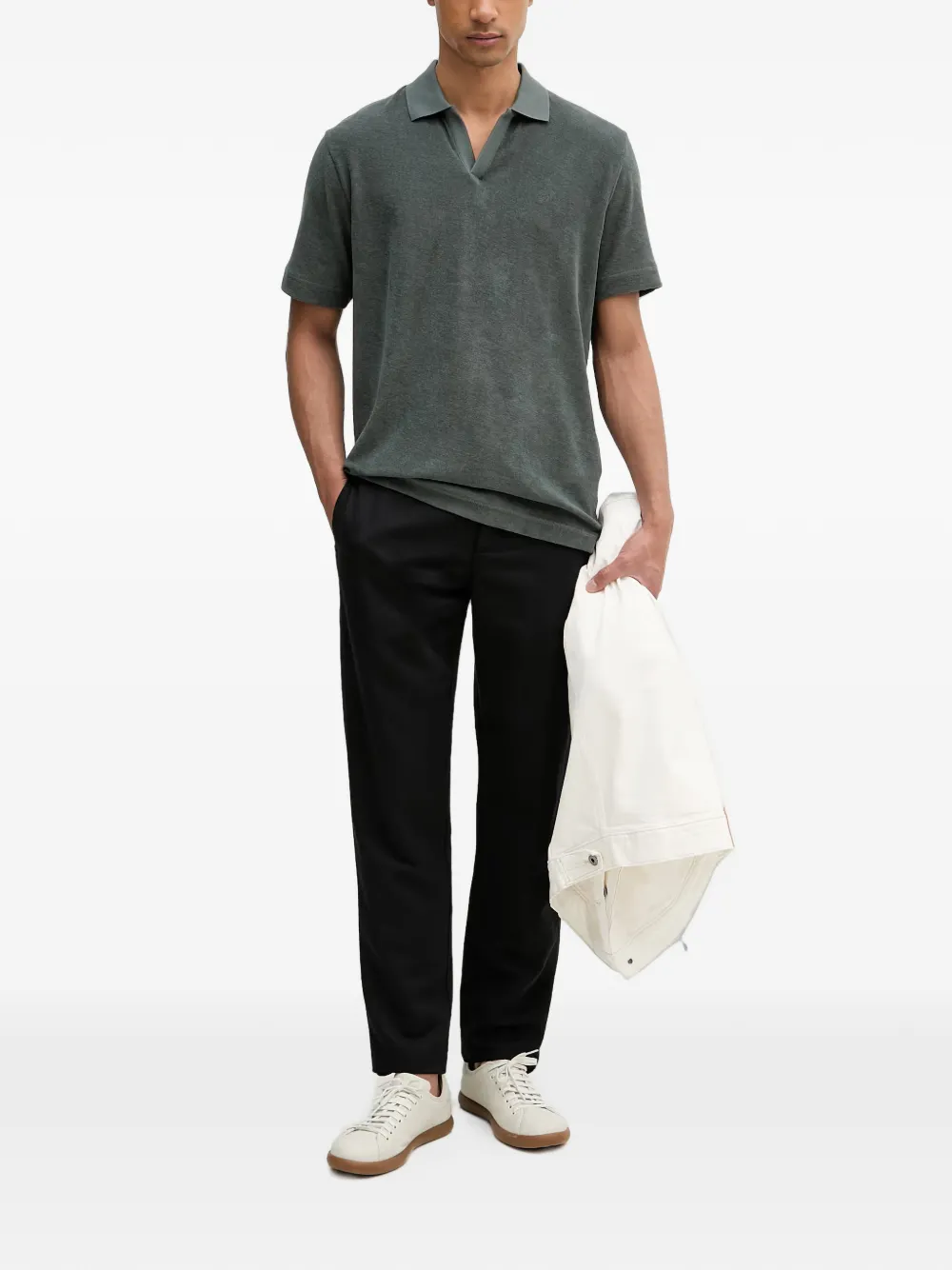 Marc O'Polo Straight broek met trekkoordtaille Zwart