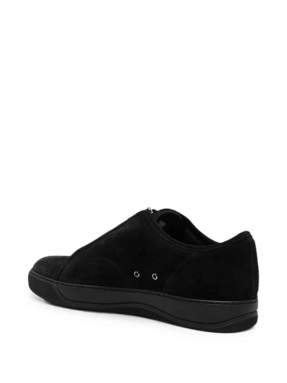 Lanvin front-zip suede sneakers Zwart