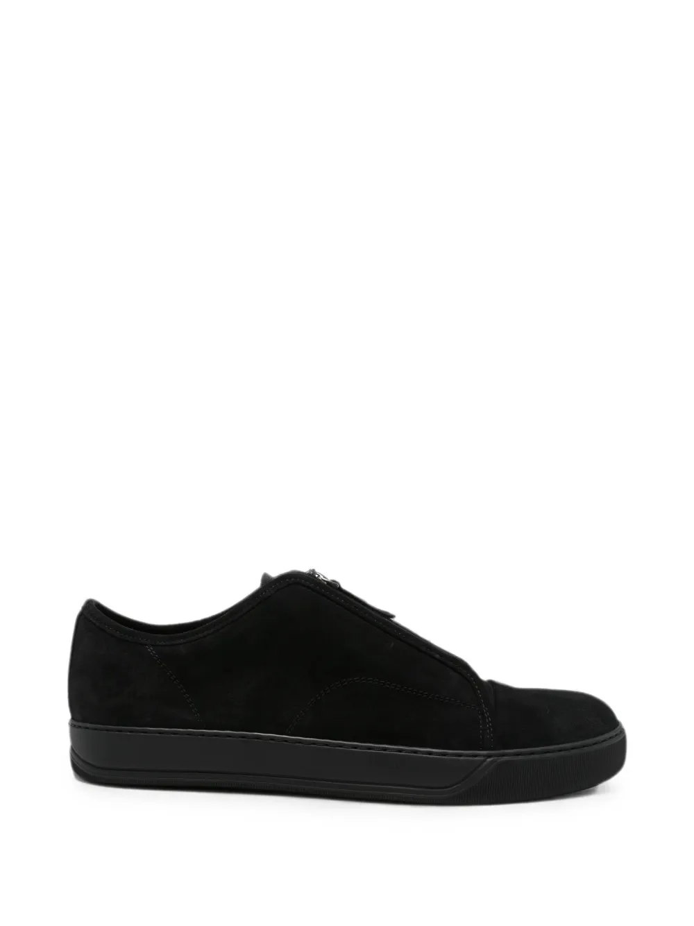 Lanvin front-zip suede sneakers Zwart