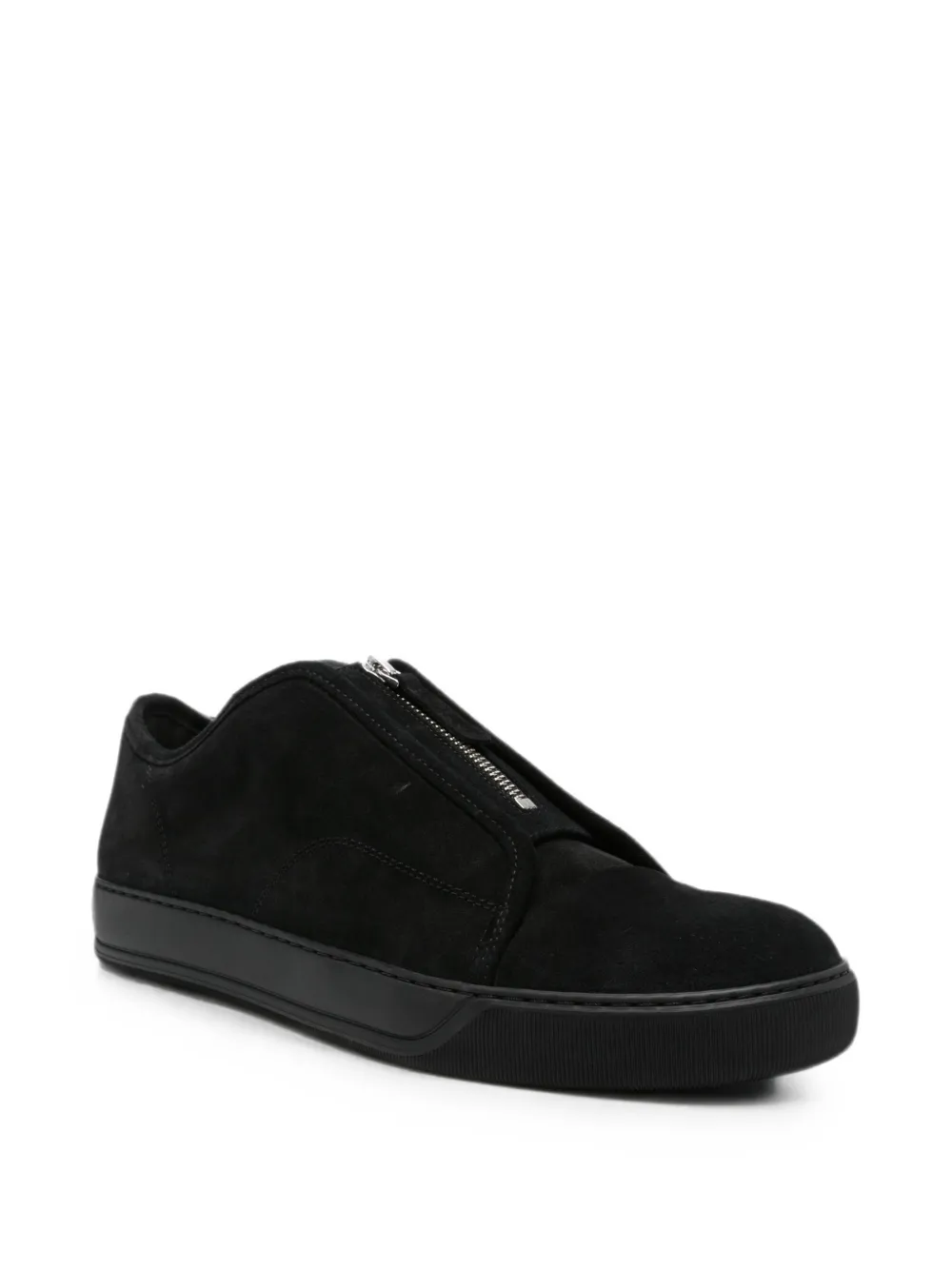 Lanvin front-zip suede sneakers Zwart