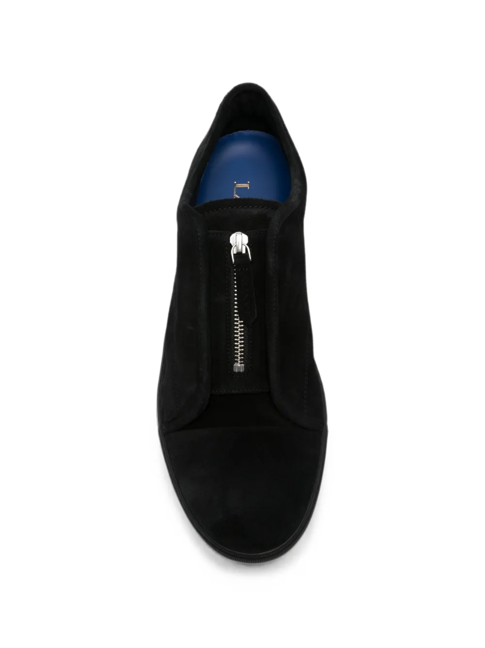 Lanvin front-zip suede sneakers Zwart