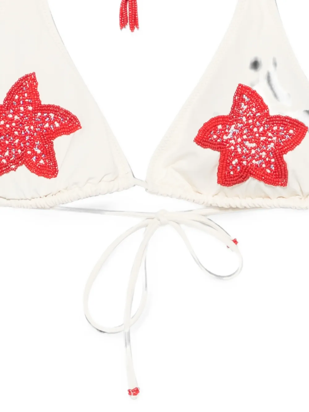 MC2 Saint Barth Bikini verfraaid met kralen en kwastje Beige