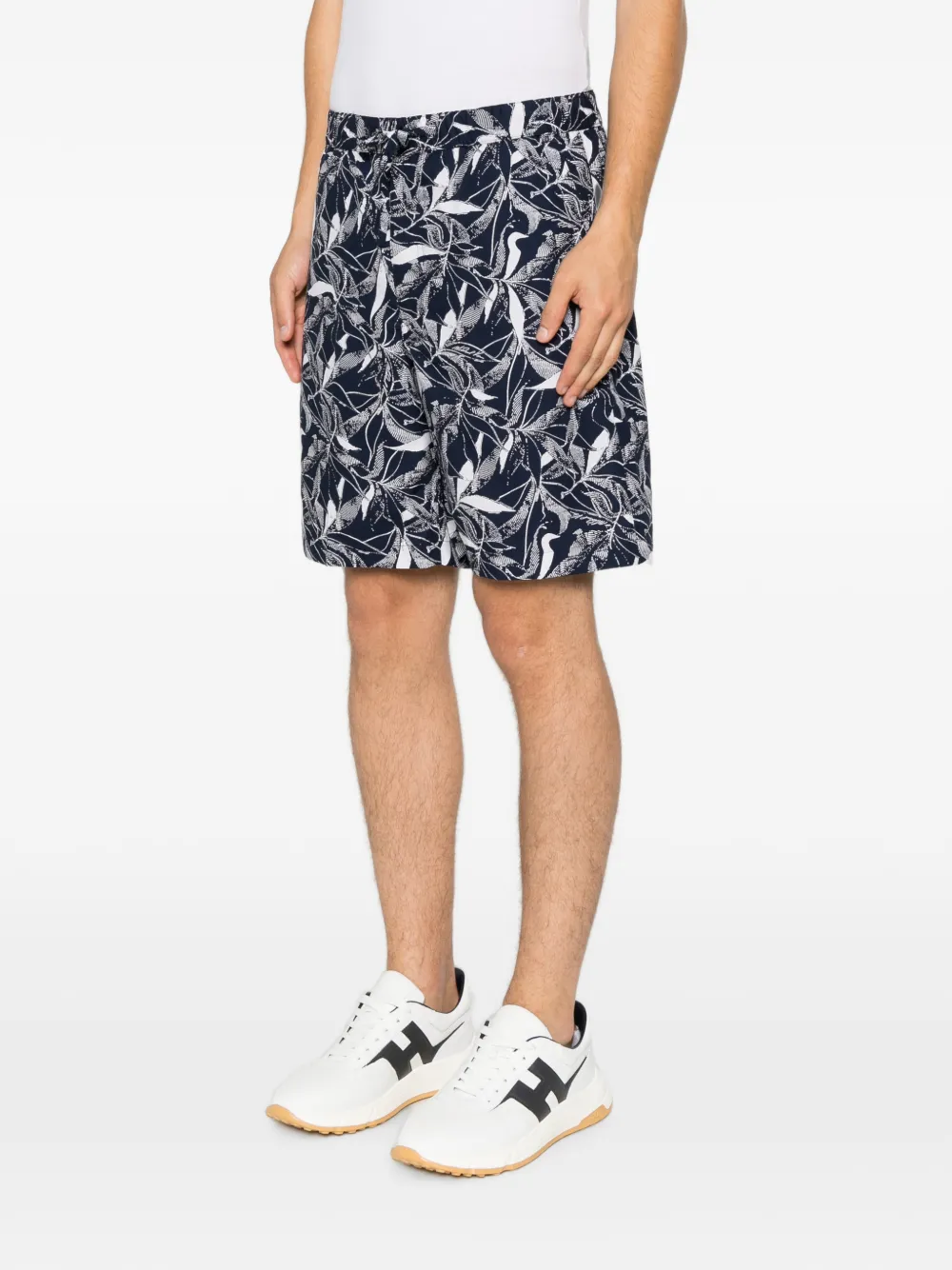Michael Kors Zwembroek met bladerprint Blauw