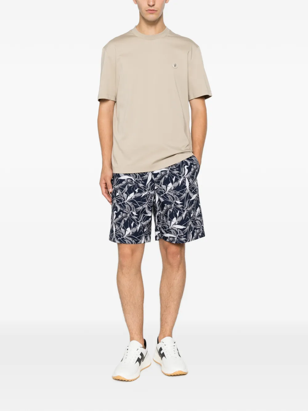 Michael Kors Zwembroek met bladerprint Blauw