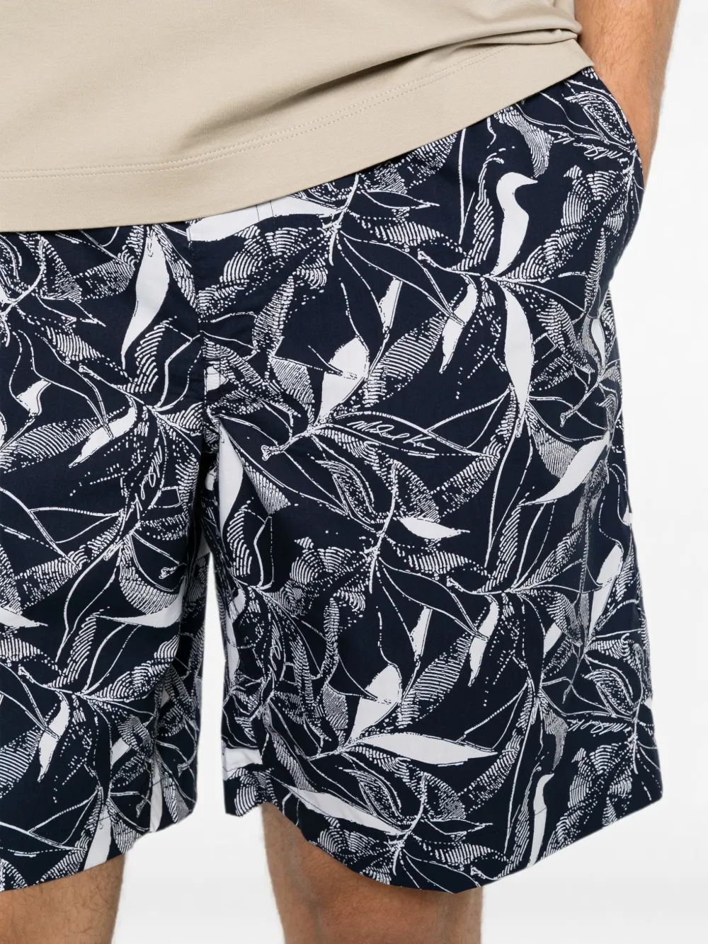 Michael Kors Zwembroek met bladerprint Blauw