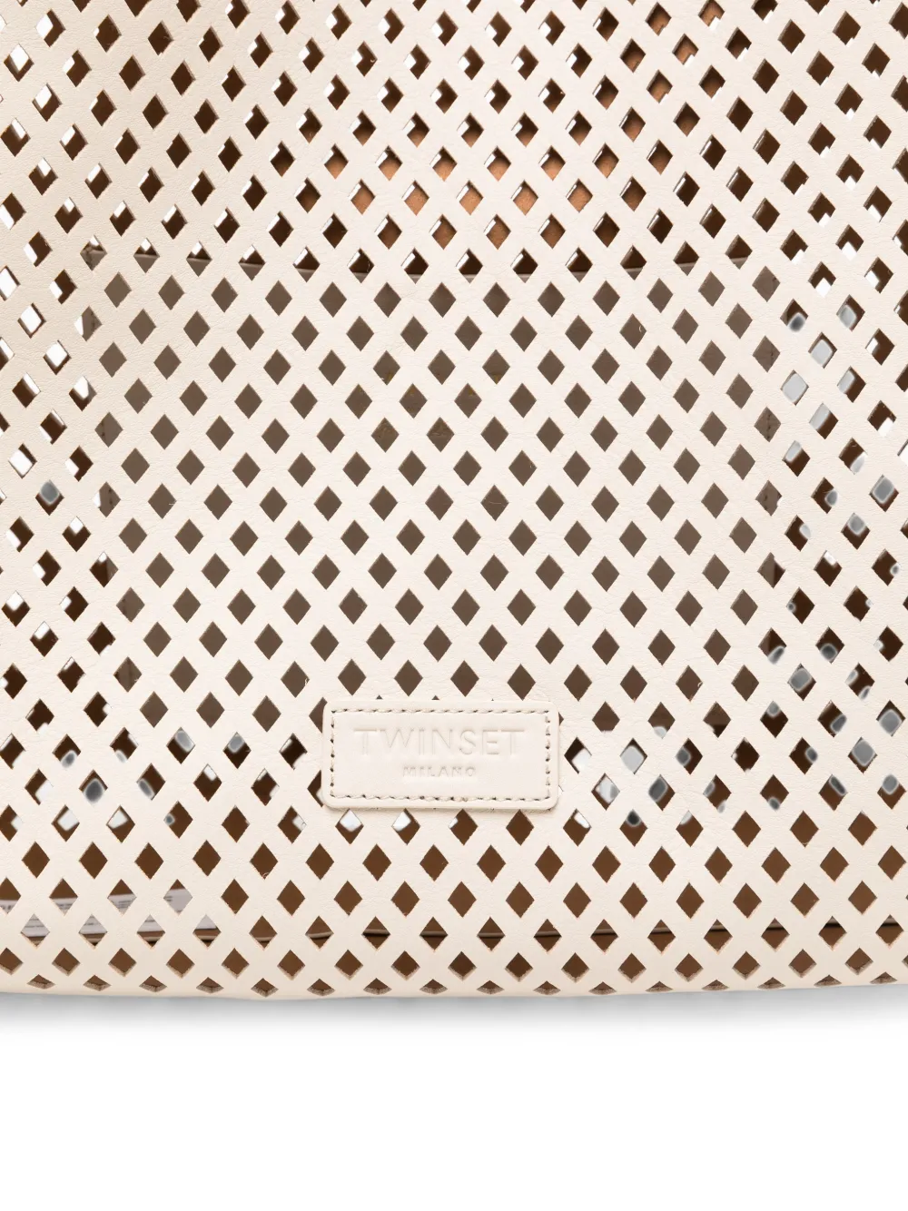 TWINSET Leren schoudertas met geperforeerde details Beige