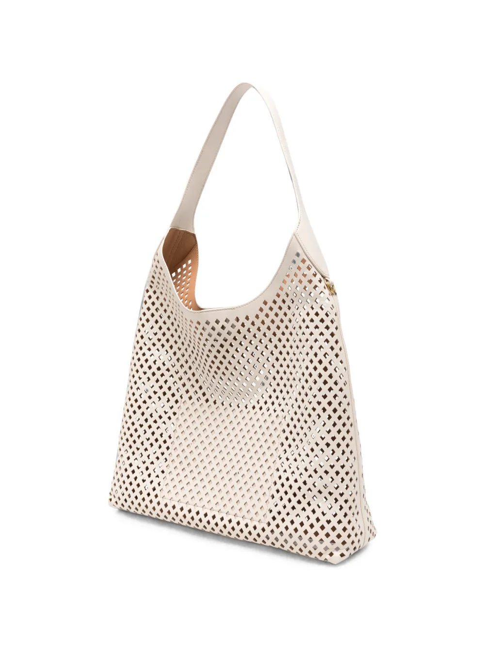 TWINSET Leren schoudertas met geperforeerde details Beige