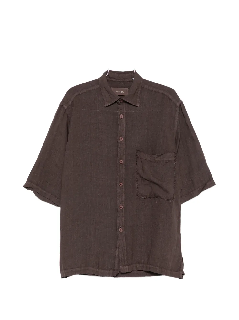 InLinum patch-pocket short-sleeve shirt - Braun
