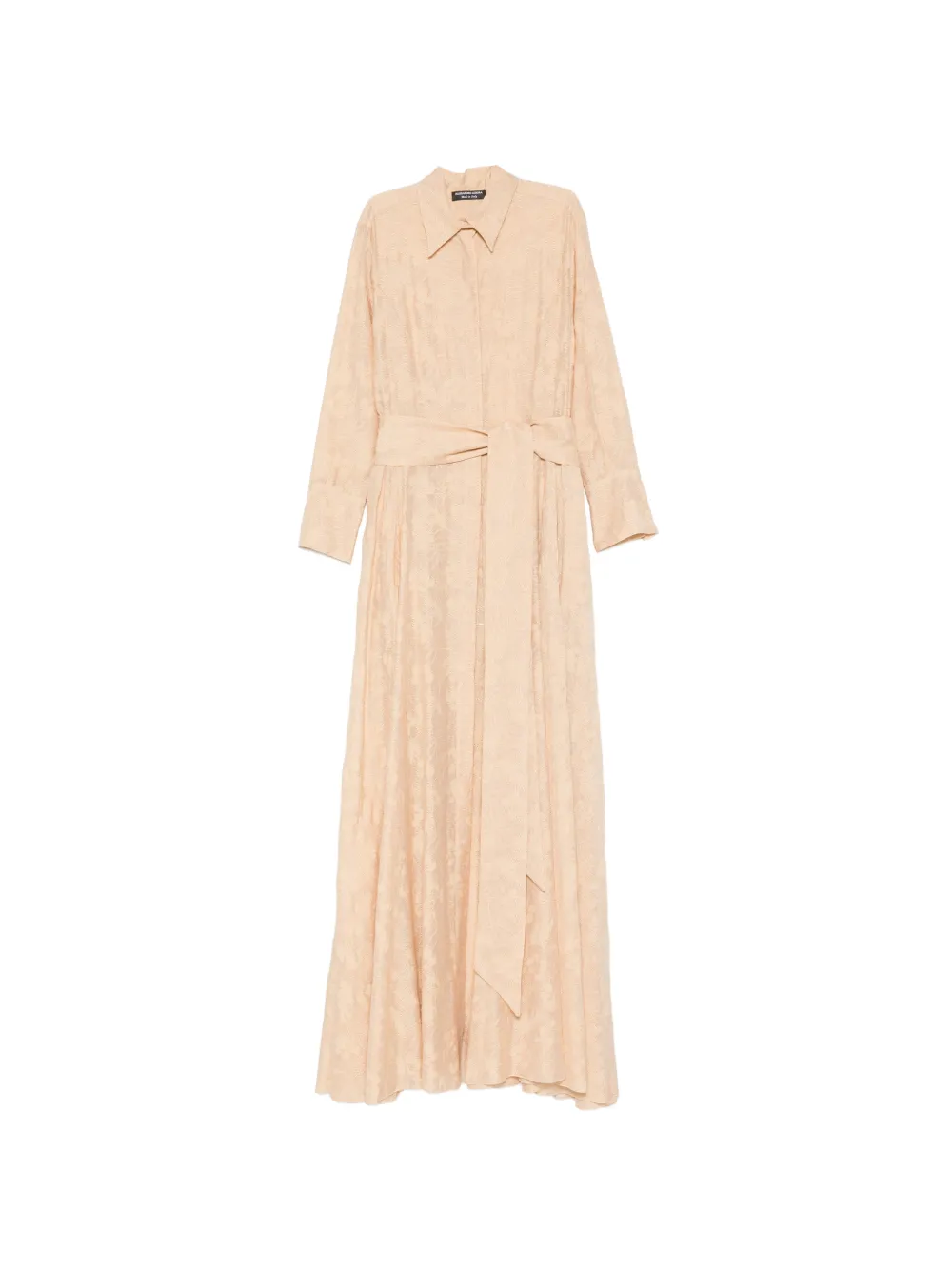 ALESSANDRO LEGORA belted floral-jacquard maxi dress - Nude
