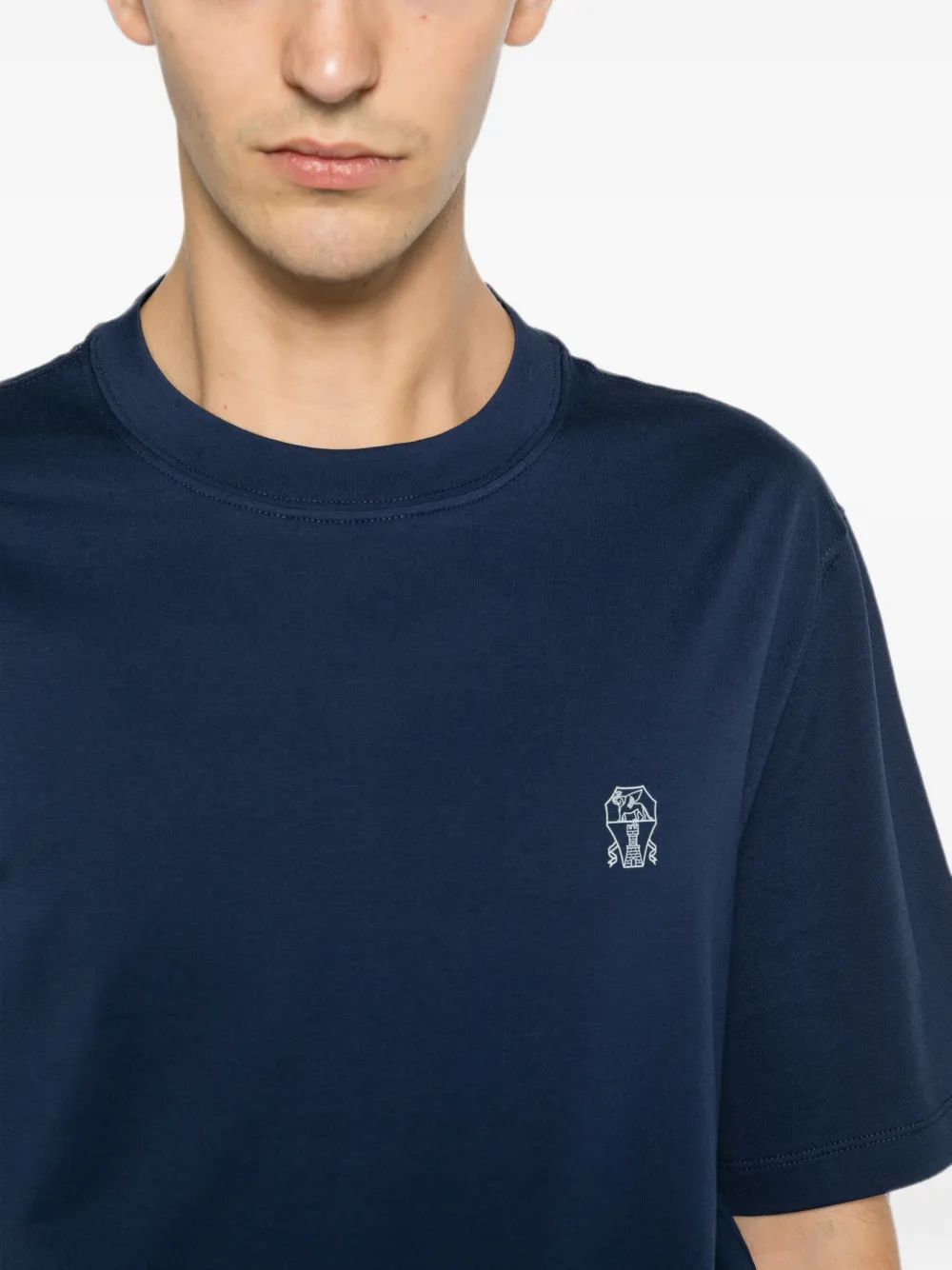 Brunello Cucinelli T-shirt met geborduurd logo Blauw