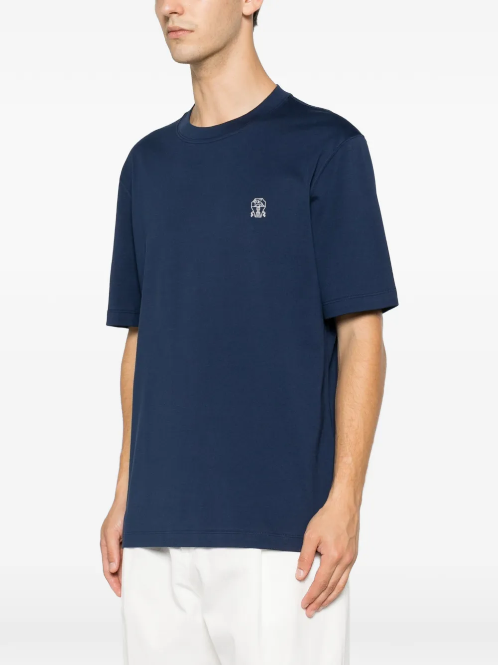Brunello Cucinelli T-shirt met geborduurd logo Blauw