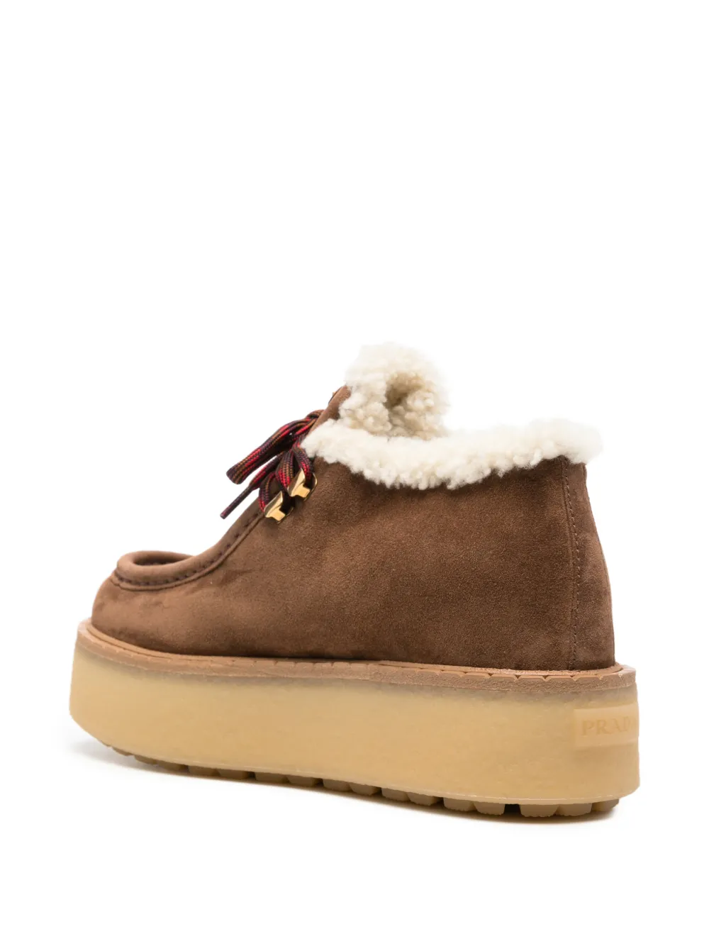 Prada shearling-trim platform lace-up shoes Bruin