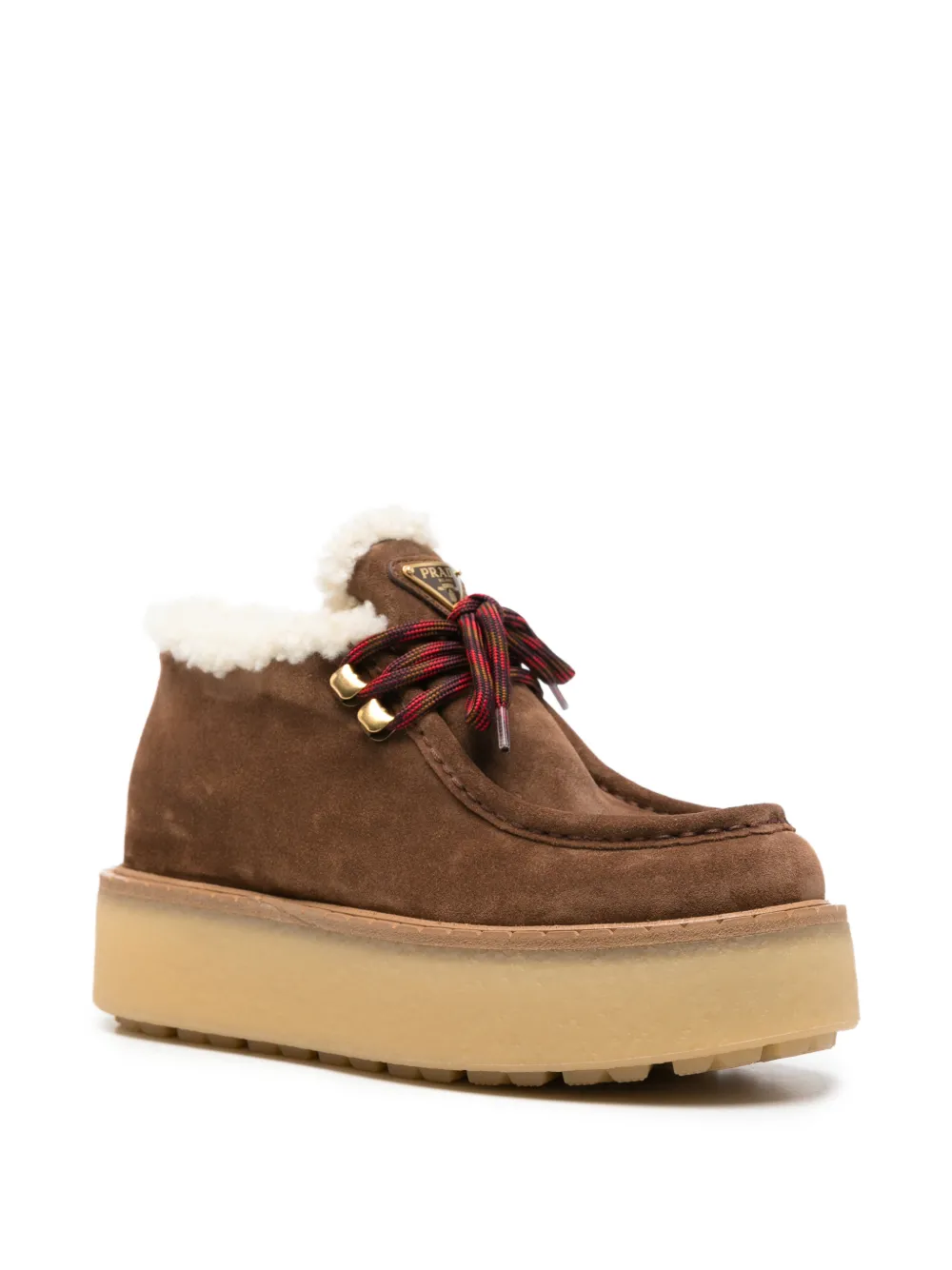 Prada shearling-trim platform lace-up shoes Bruin