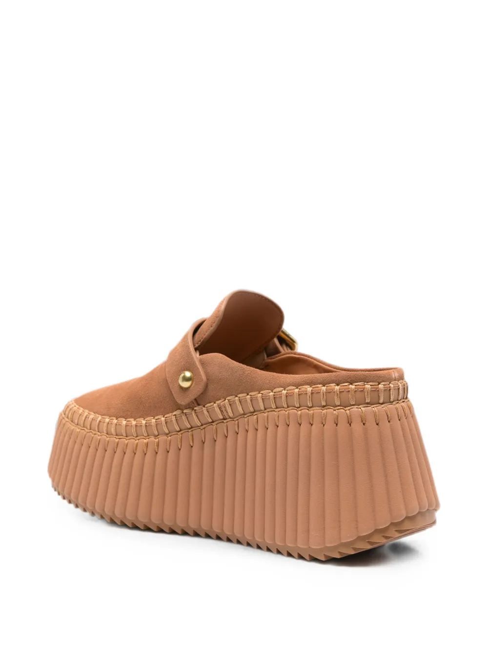 Chloé Nama buckle-detail whipstitch-trim mules Beige
