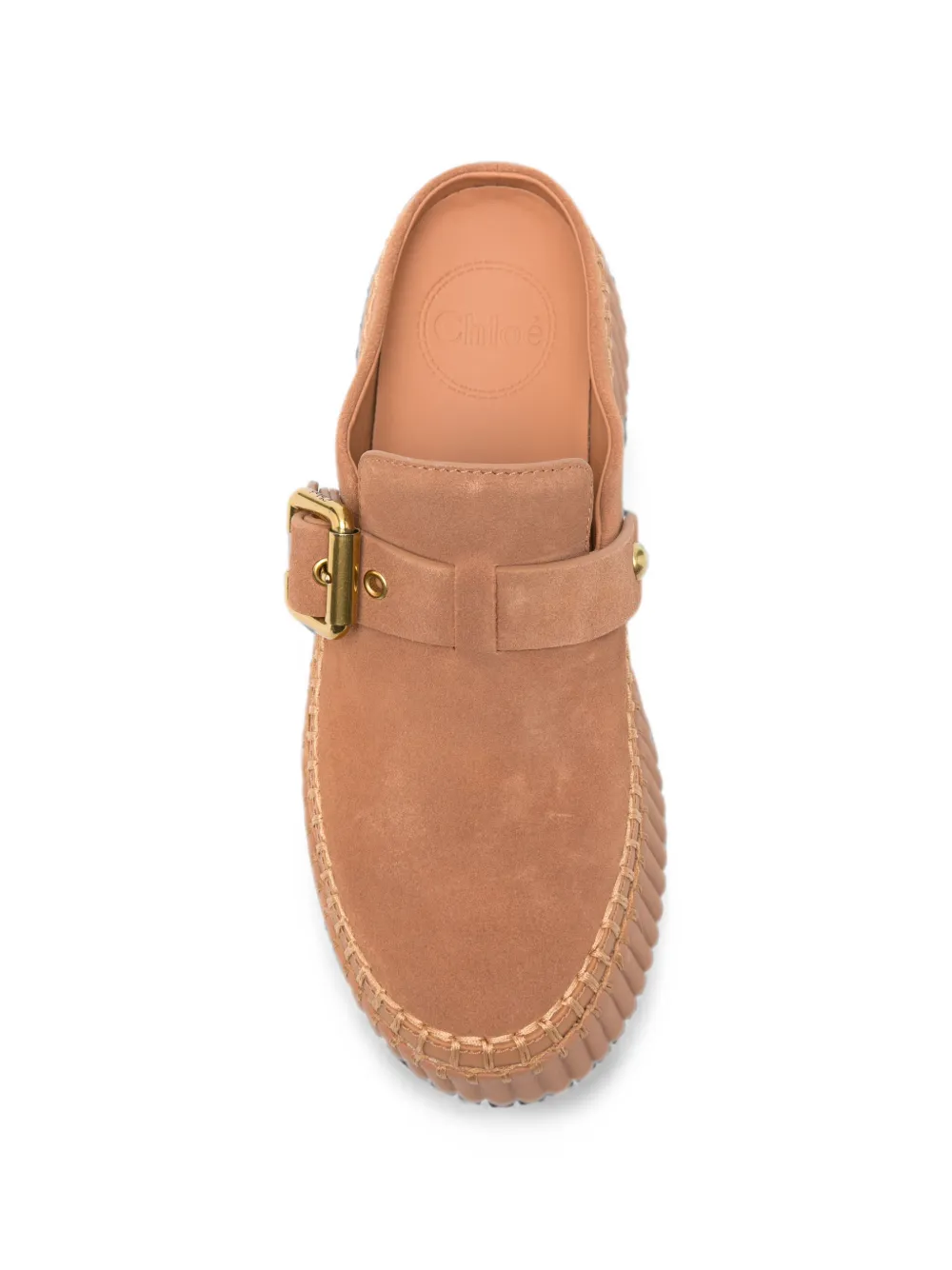 Chloé Nama buckle-detail whipstitch-trim mules Beige