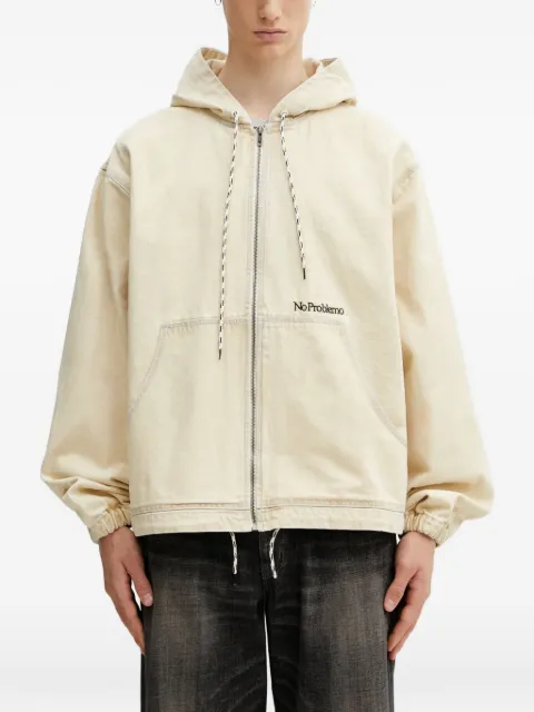 NO PROBLEMO logo-print denim hooded jacket