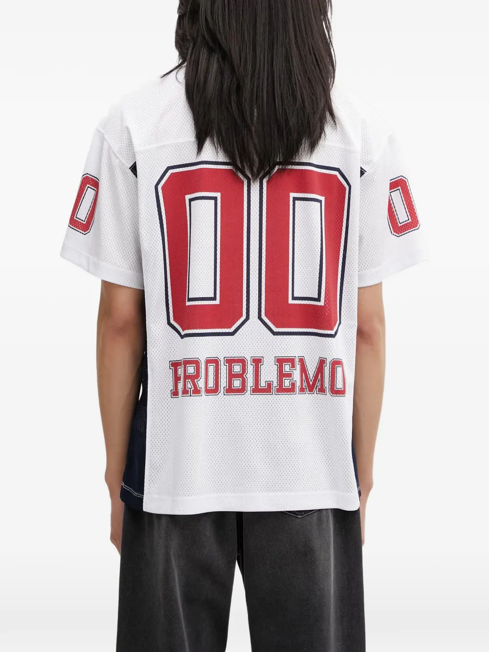 NO PROBLEMO Straight mesh T-shirt met logoprint Wit