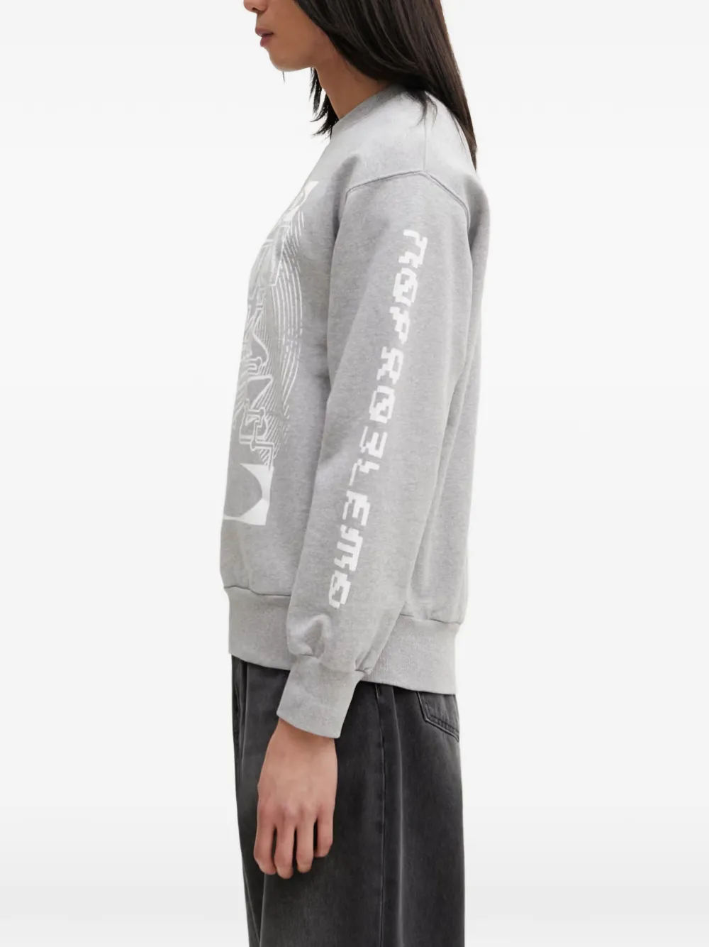 NO PROBLEMO Oversized sweater met grafische print en logo-print Grijs