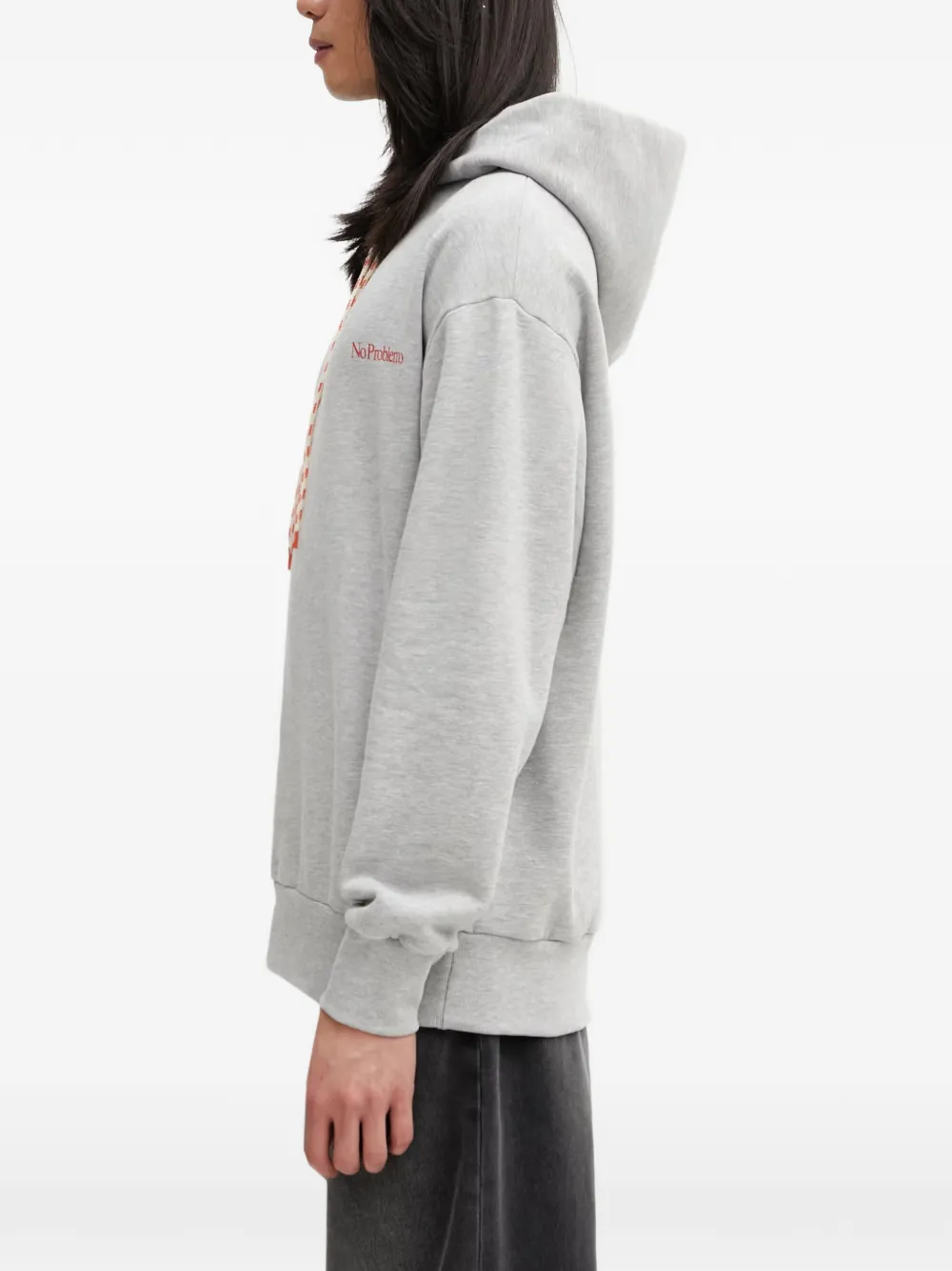 NO PROBLEMO Oversized hoodie met logo-print en trekkoord Grijs