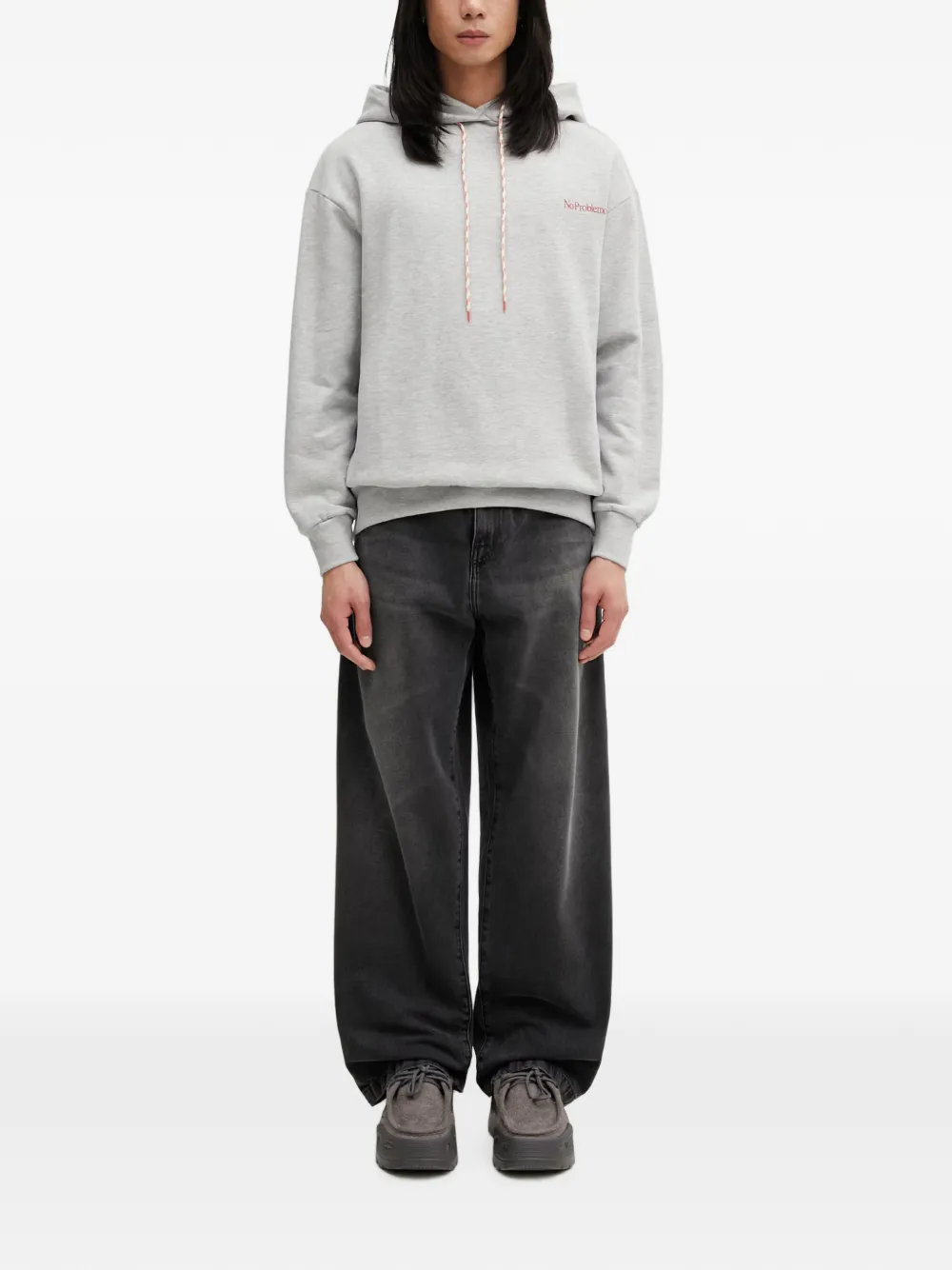 NO PROBLEMO Oversized hoodie met logo-print en trekkoord Grijs