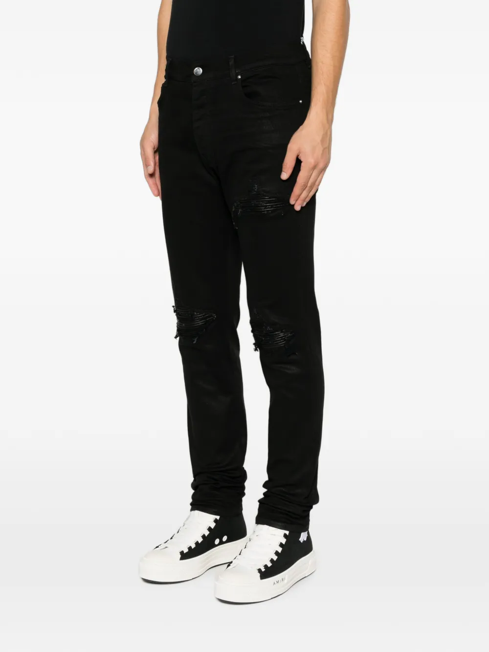 AMIRI Gecoate jeans met gerafeld effect Zwart