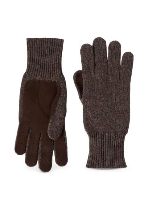 Brunello Cucinelli cashmere knit gloves with suede palm