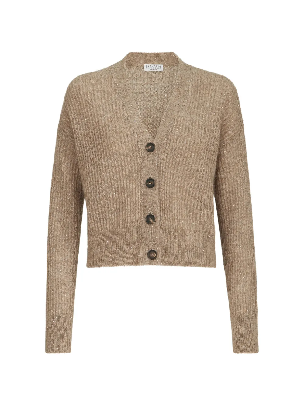 Brunello Cucinelli Cardigan a costa inglese filato Diamond - Toni neutri