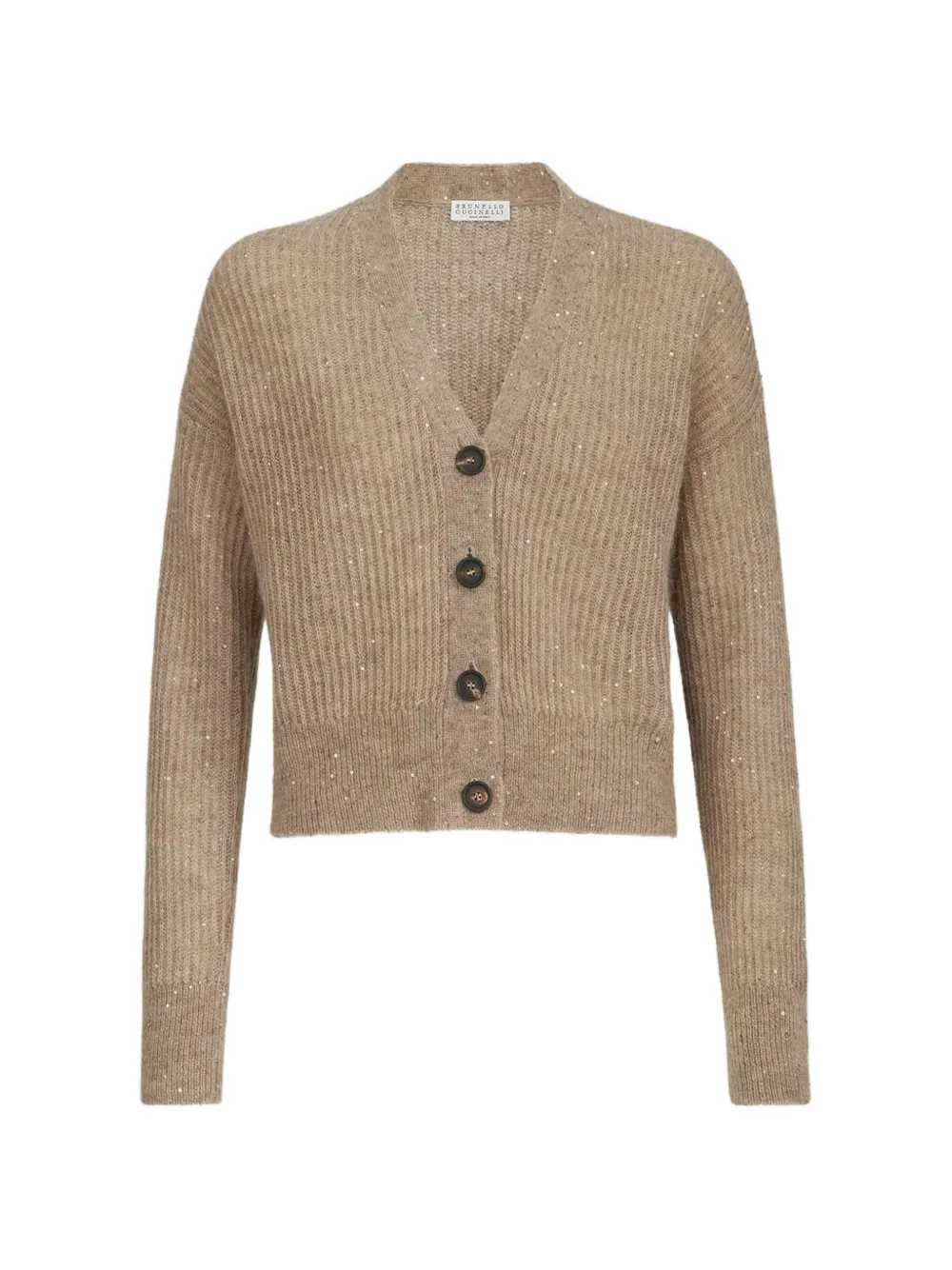 Brunello Cucinelli Cardigan a costa inglese filato Diamond - Toni neutri