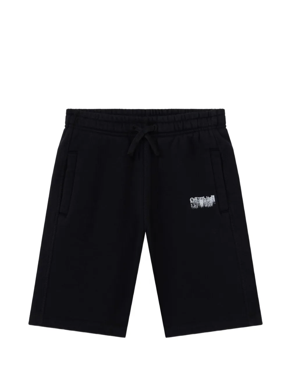 Off-White Kids logo-print cotton shorts Zwart