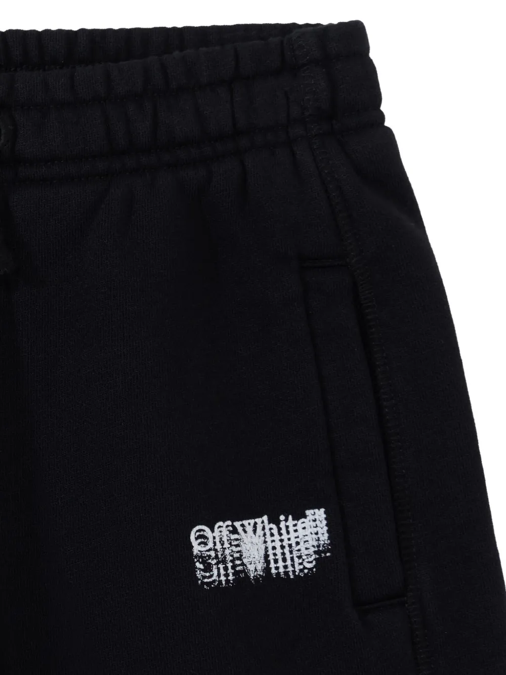 Off-White Kids logo-print cotton shorts Zwart