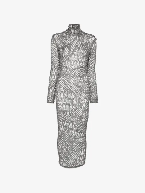 DONDUP robe mi-longue en maille ajourée