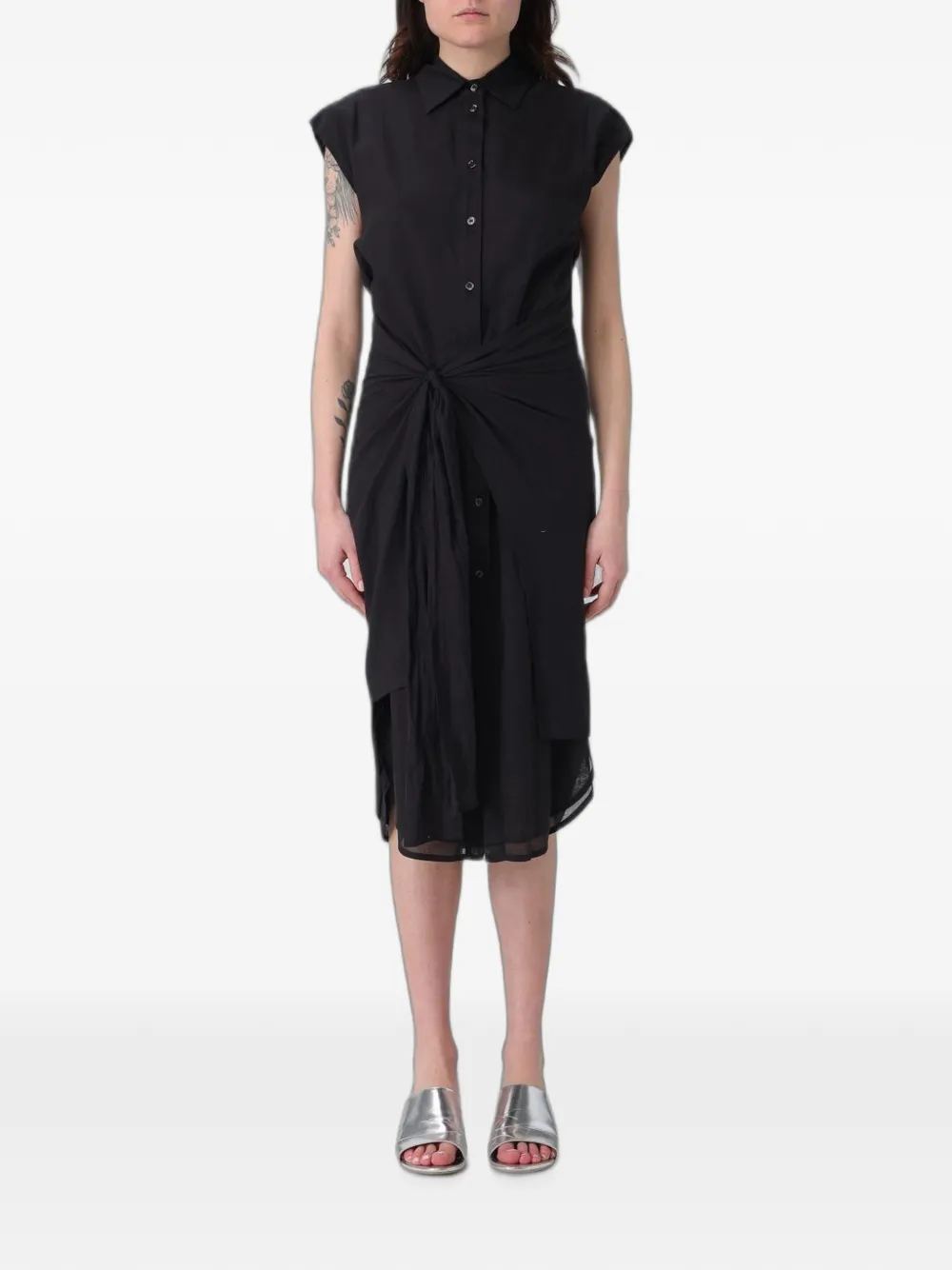Tela knot-detail midi shirt dress - Nero